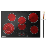 30-inch Electric Cooktop with 5 Burners & Griddle - 9 Power Levels, 220-240V (No Plug)