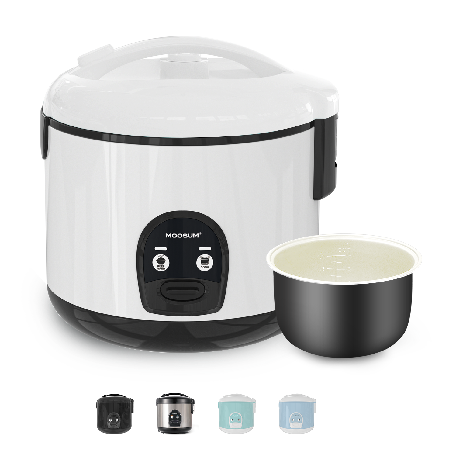 10-Cup Uncooked Ceramic Coating Rice Cooker, White – moosum