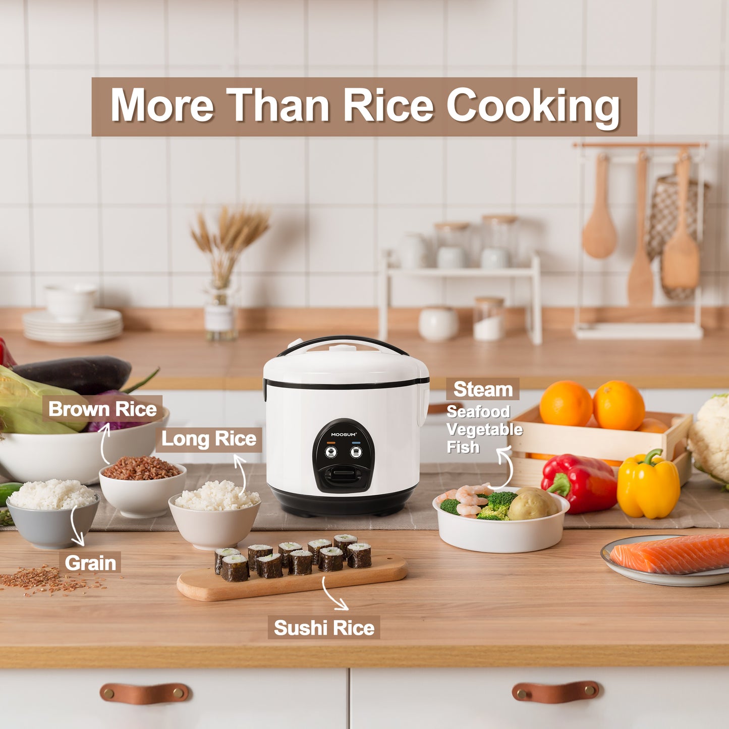 MOOSUM Electric Rice Cooker  10-cup cooked/5-cup uncooked/2.5Qt.